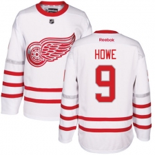 Men's Reebok Detroit Red Wings #9 Gordie Howe Authentic White 2017 Centennial Classic NHL Jersey