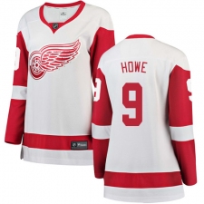 Women's Detroit Red Wings #9 Gordie Howe Authentic White Away Fanatics Branded Breakaway NHL Jersey