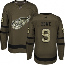 Youth Adidas Detroit Red Wings #9 Gordie Howe Premier Green Salute to Service NHL Jersey