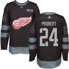 Men's Adidas Detroit Red Wings #24 Bob Probert Premier Black 1917-2017 100th Anniversary NHL Jersey