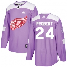 Youth Adidas Detroit Red Wings #24 Bob Probert Authentic Purple Fights Cancer Practice NHL Jersey