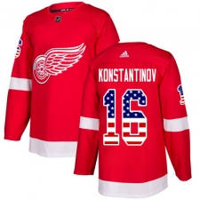 Men's Adidas Detroit Red Wings #16 Vladimir Konstantinov Authentic Red USA Flag Fashion NHL Jersey