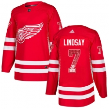 Men's Adidas Detroit Red Wings #7 Ted Lindsay Authentic Red Drift Fashion NHL Jersey