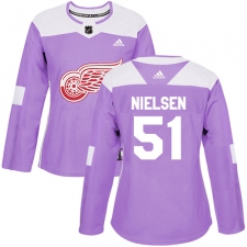Women's Adidas Detroit Red Wings #51 Frans Nielsen Authentic Purple Fights Cancer Practice NHL Jersey