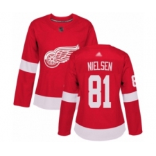 Women's Detroit Red Wings #81 Frans Nielsen Authentic Red Home Hockey Jersey