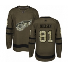 Youth Detroit Red Wings #81 Frans Nielsen Authentic Green Salute to Service Hockey Jersey