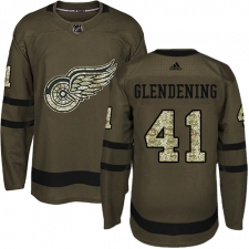 Youth Adidas Detroit Red Wings #41 Luke Glendening Authentic Green Salute to Service NHL Jersey