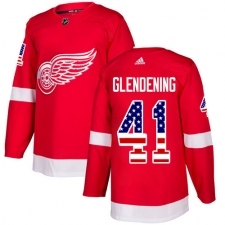 Youth Adidas Detroit Red Wings #41 Luke Glendening Authentic Red USA Flag Fashion NHL Jersey