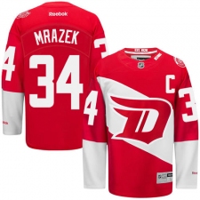 Men's Reebok Detroit Red Wings #34 Petr Mrazek Authentic Red 2016 Stadium Series NHL Jersey