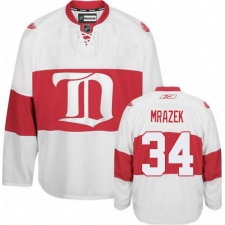 Men's Reebok Detroit Red Wings #34 Petr Mrazek Authentic White Third NHL Jersey