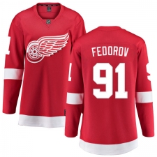 Women's Detroit Red Wings #91 Sergei Fedorov Fanatics Branded Red Home Breakaway NHL Jersey