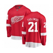 Men's Detroit Red Wings #21 Dennis Cholowski Authentic Red Home Fanatics Branded Breakaway NHL Jersey