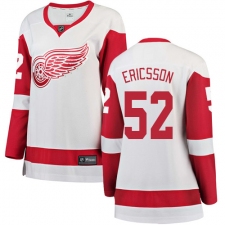 Women's Detroit Red Wings #52 Jonathan Ericsson Authentic White Away Fanatics Branded Breakaway NHL Jersey