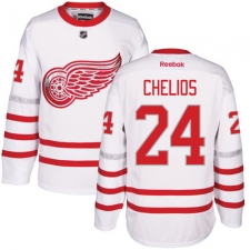 Men's Reebok Detroit Red Wings #24 Chris Chelios Premier White 2017 Centennial Classic NHL Jersey