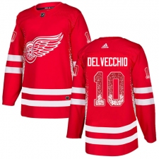 Men's Adidas Detroit Red Wings #10 Alex Delvecchio Authentic Red Drift Fashion NHL Jersey
