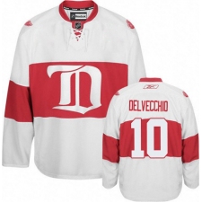 Men's Reebok Detroit Red Wings #10 Alex Delvecchio Premier White Third NHL Jersey