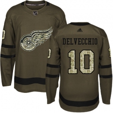 Youth Adidas Detroit Red Wings #10 Alex Delvecchio Authentic Green Salute to Service NHL Jersey
