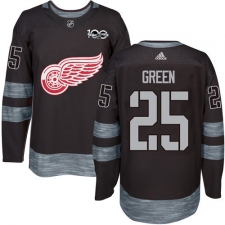 Men's Adidas Detroit Red Wings #25 Mike Green Authentic Black 1917-2017 100th Anniversary NHL Jersey