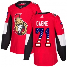 Men's Adidas Ottawa Senators #71 Gabriel Gagne Authentic Red USA Flag Fashion NHL Jersey