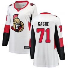 Women's Ottawa Senators #71 Gabriel Gagne Fanatics Branded White Away Breakaway NHL Jersey