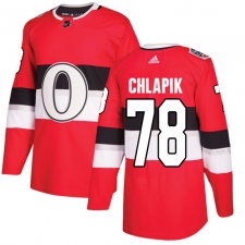 Youth Adidas Ottawa Senators #78 Filip Chlapik Authentic Red 2017 100 Classic NHL Jersey