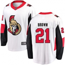 Men's Ottawa Senators #21 Logan Brown Fanatics Branded White Away Breakaway NHL Jersey