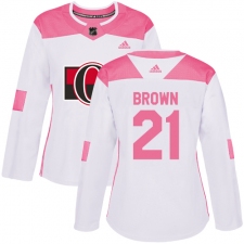 Women's Adidas Ottawa Senators #21 Logan Brown Authentic White/Pink Fashion NHL Jersey