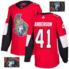 Men's Adidas Ottawa Senators #41 Craig Anderson Authentic Red Fashion Gold NHL Jersey