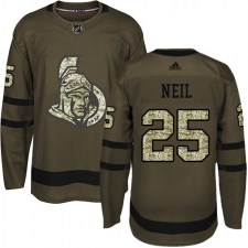 Men's Adidas Ottawa Senators #25 Chris Neil Authentic Green Salute to Service NHL Jersey