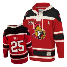 Men's Old Time Hockey Ottawa Senators #25 Chris Neil Authentic Red Sawyer Hooded Sweatshirt NHL Jersey