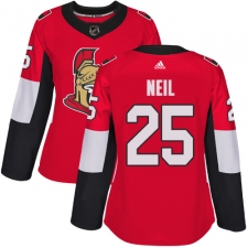 Women's Adidas Ottawa Senators #25 Chris Neil Premier Red Home NHL Jersey