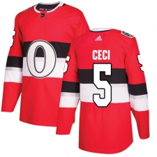 Men's Adidas Ottawa Senators #5 Cody Ceci Authentic Red 2017 100 Classic NHL Jersey