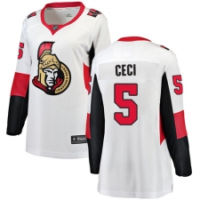 Women's Ottawa Senators #5 Cody Ceci Fanatics Branded White Away Breakaway NHL Jersey