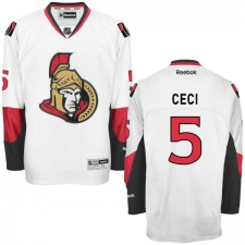 Women's Reebok Ottawa Senators #5 Cody Ceci Authentic White Away NHL Jersey