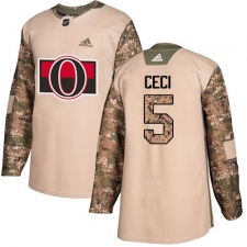 Youth Adidas Ottawa Senators #5 Cody Ceci Authentic Camo Veterans Day Practice NHL Jersey