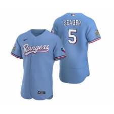 Men's Texas Rangers #5 Corey Seager Light Blue Flex Base Stitched Jersey