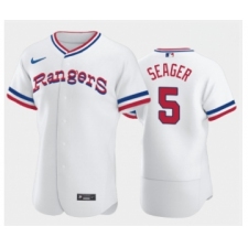 Men's Texas Rangers #5 Corey Seager White Throwback Stitched Flex Base Nike Jersey