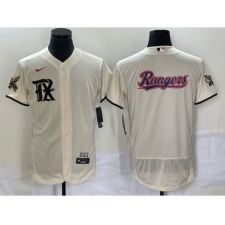 Men's Texas Rangers Cream Team Big Logo 2023 City Connect Flex Base Stitched Baseball Jersey