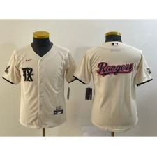 Youth Texas Rangers Big Logo Cream 2023 City Connect Stitched Baseball Jersey