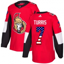 Men's Adidas Ottawa Senators #7 Kyle Turris Authentic Red USA Flag Fashion NHL Jersey
