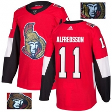 Men's Adidas Ottawa Senators #11 Daniel Alfredsson Authentic Red Fashion Gold NHL Jersey