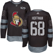 Men's Adidas Ottawa Senators #68 Mike Hoffman Authentic Black 1917-2017 100th Anniversary NHL Jersey