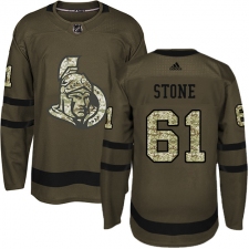 Men's Adidas Ottawa Senators #61 Mark Stone Authentic Green Salute to Service NHL Jersey