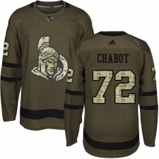 Men's Adidas Ottawa Senators #72 Thomas Chabot Authentic Green Salute to Service NHL Jersey