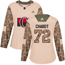 Women's Adidas Ottawa Senators #72 Thomas Chabot Authentic Camo Veterans Day Practice NHL Jersey