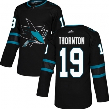 Men's Adidas San Jose Sharks #19 Joe Thornton Premier Black Alternate NHL Jersey