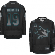 Men's Reebok San Jose Sharks #19 Joe Thornton Authentic Black Ice NHL Jersey
