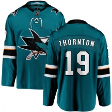 Men's San Jose Sharks #19 Joe Thornton Fanatics Branded Teal Green Home Breakaway NHL Jersey