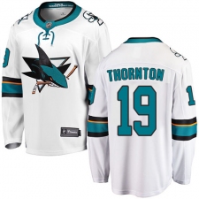 Men's San Jose Sharks #19 Joe Thornton Fanatics Branded White Away Breakaway NHL Jersey