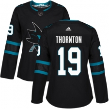 Women's Adidas San Jose Sharks #19 Joe Thornton Premier Black Alternate NHL Jersey